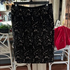 Talbots Black and Cream A-Line Skirt